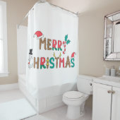 Frohe Weihnachtswortkomponente Duschvorhang (Beispiel)