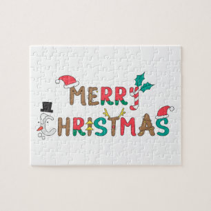 Frohe Weihnachtswortkomponente Puzzle