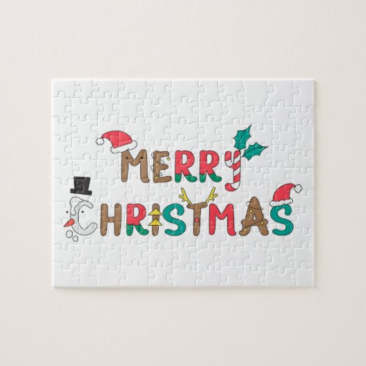 Frohe Weihnachtswortkomponente Puzzle (Horizontal)
