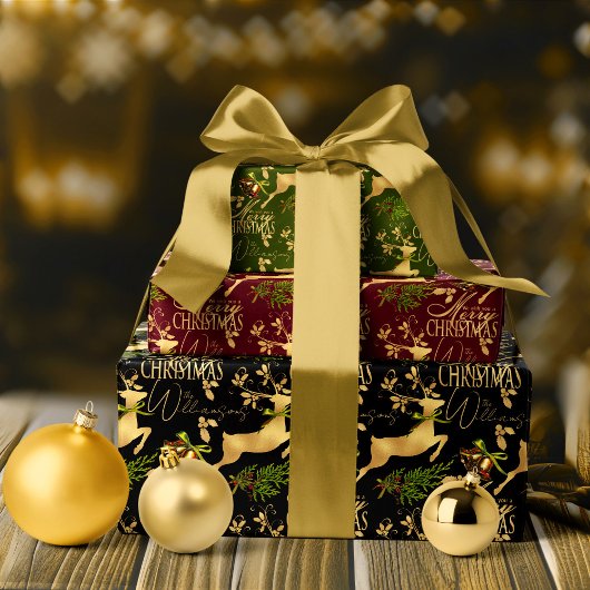 Frohe Weihnachtswrapping Paper Elegant Reindeer Geschenkpapier Set