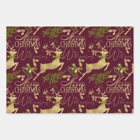 Frohe Weihnachtswrapping Paper Elegant Reindeer Geschenkpapier Set (Vorderseite 2)