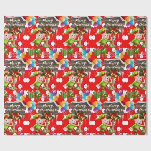 Frohe Weihnachtswrapping Paper Elf Geschenkpapier (Flach)