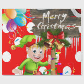 Frohe Weihnachtswrapping Paper Elf Geschenkpapier (Flach)