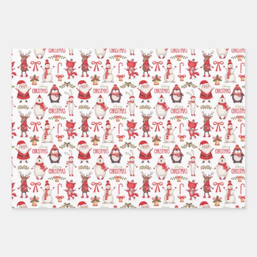 Frohe Weihnachtswrapping Paper Geschenkpapier Set (Vorderseite)