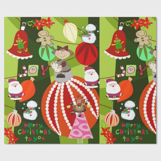 Frohe Weihnachtswrapping Paper Grünstreifen Geschenkpapier (Flach)