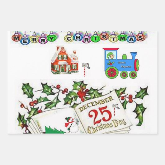 Frohe Weihnachtswrapping Paper Sheets Geschenkpapier Set (Vorderseite)