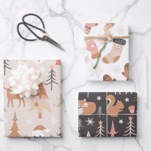 Frohe Weihnachtswrapping Papier Flachblatt Set von