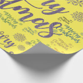 Frohe Weihnachtswrapping Papier gelb Geschenkpapier (Ecke)