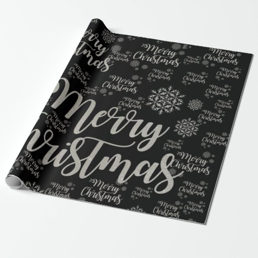 Frohe Weihnachtswrapping Papier schwarz Geschenkpapier (Ungerollt)
