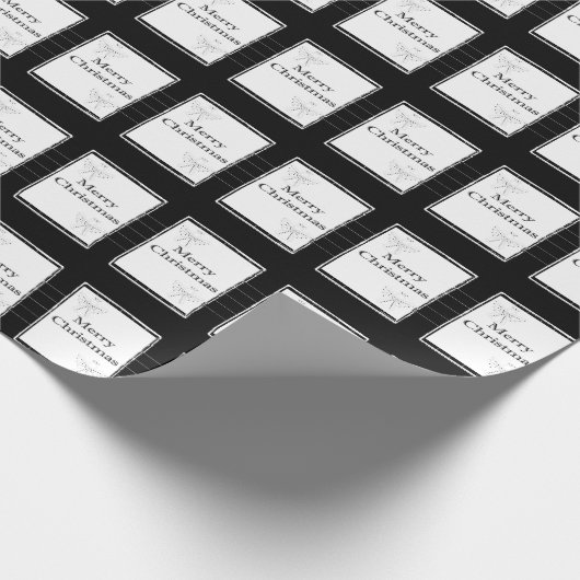 Frohe Weihnachtswrapping Papier Schwarz & Weiß Geschenkpapier (Ecke)