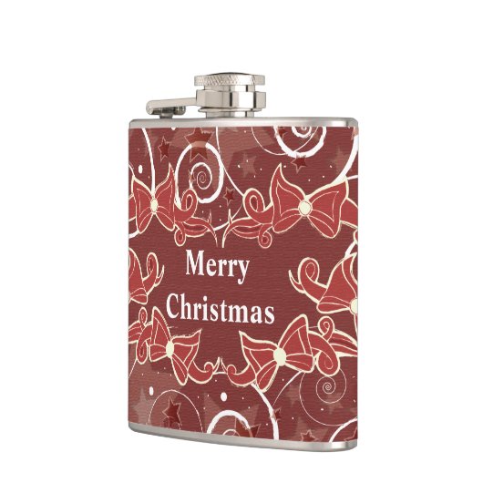 Frohe Weihnachtswünsche mit Bögen und Sternen Flachmann (Links)