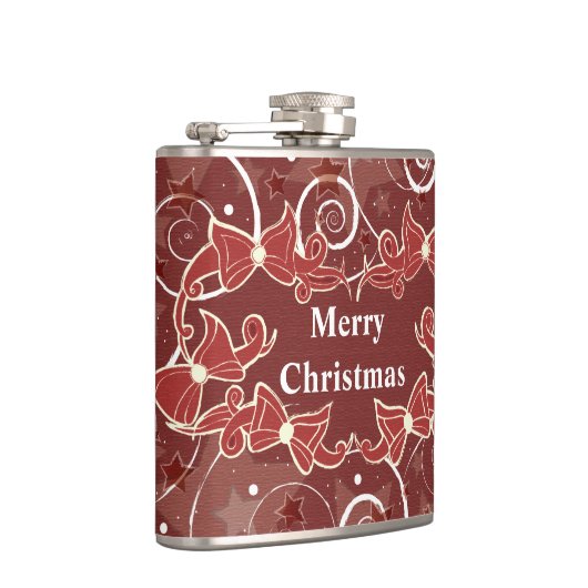 Frohe Weihnachtswünsche mit Bögen und Sternen Flachmann (Rechts)