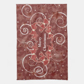 Frohe Weihnachtswünsche mit Bögen und Sternen Geschirrtuch (Vertikal)