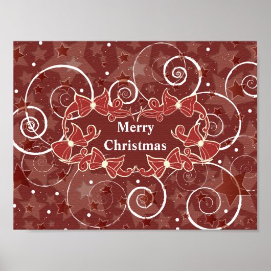 Frohe Weihnachtswünsche mit Bögen und Sternen Poster (Vorne)