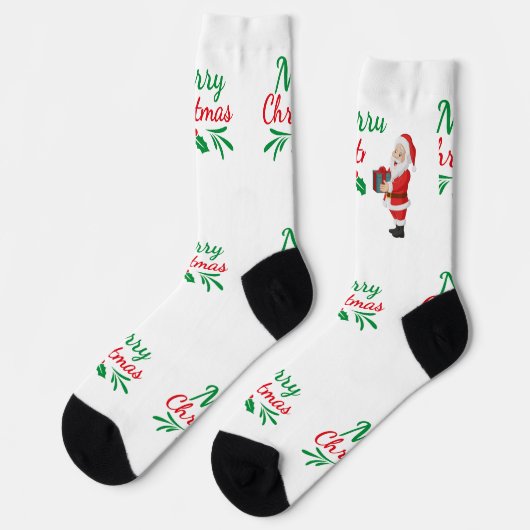 Frohe Weihnachtswünsche Printed Premium Crew Socken (Linkes Detail)