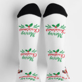 Frohe Weihnachtswünsche Printed Premium Crew Socken (Oben)