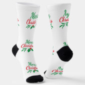 Frohe Weihnachtswünsche Printed Premium Crew Socken (Gewinkelt)