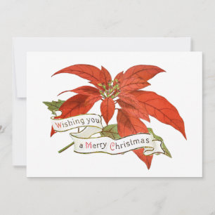 Frohe Weihnachtswünsche Rote Poinsettie-Blume Vint Feiertagskarte