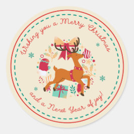 Frohe Weihnachtswünsche Runder Aufkleber