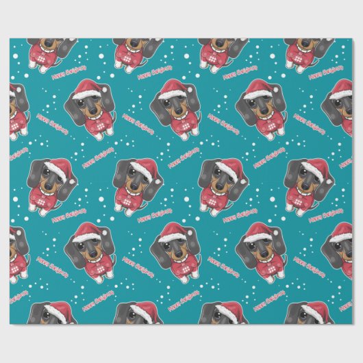 Frohe Weihnachtszeit-Dackel Geschenkpapier (Flach)