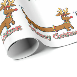 Frohe Weihnachtszeit-Dackel Geschenkpapier