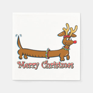 Frohe Weihnachtszeit-Dackel Serviette