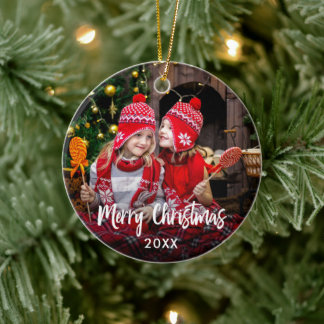 Frohe Weihnachtszeit-Foto Keramik Ornament
