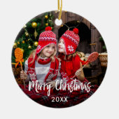 Frohe Weihnachtszeit-Foto Keramik Ornament (Vorne)