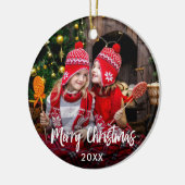 Frohe Weihnachtszeit-Foto Keramik Ornament (Links)