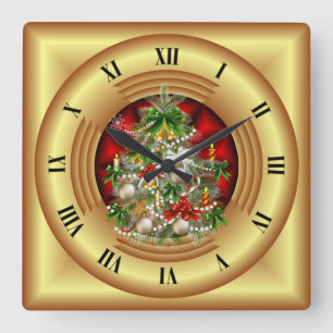 Frohe Weihnachtszeit ~ Grüße zur Jahreszeit ~ Quadratische Wanduhr