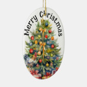 Frohe Weihnachtszeit mit Weihnachtsbaum Keramik Ornament (Rechts)