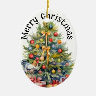 Frohe Weihnachtszeit mit Weihnachtsbaum Keramik Ornament