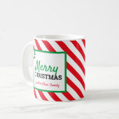 Frohe Weihnachtszeit Tasse Candy Cane und Ihr Name (Vorderseite Links)