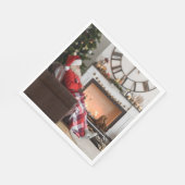 Frohe Weihnachtszeit warm und gemütlich Kamin Sant Serviette (Ecke)