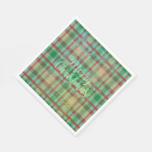 Frohe Weihnachtszeitung Napkins, Kariert grün und  Serviette (Ecke)