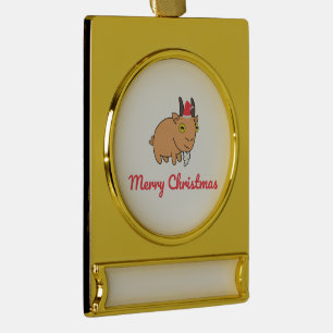 Frohe Weihnachtsziege Banner-Ornament Gold