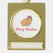 Frohe Weihnachtsziege Banner-Ornament Gold (Vorderseite)