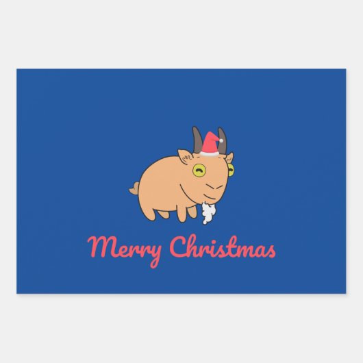 Frohe Weihnachtsziege Geschenkpapier Set (Vorderseite)