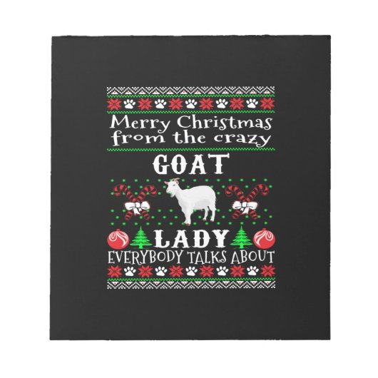 Frohe Weihnachtsziege Lady Ugly Geschenk Notizblock (Vorderseite)