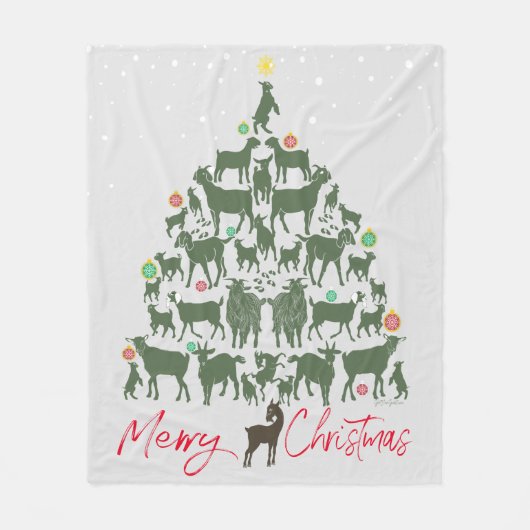 Frohe Weihnachtsziege Weihnachtsbaum Fleecedecke (Vorderseite)