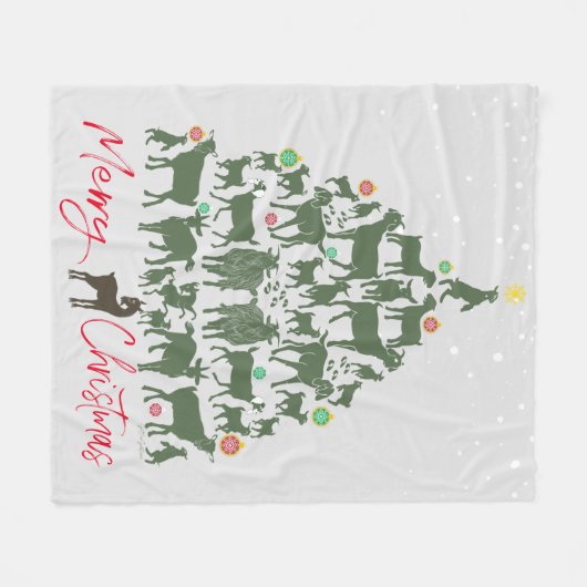 Frohe Weihnachtsziege Weihnachtsbaum Fleecedecke (Vorderseite (Horizontal))