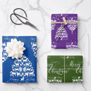 Frohe Weihnachtsziegen Weihnachtsbaumen Geschenkpapier Set