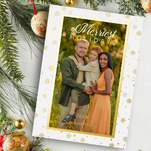 Frohe Weihnachtszitat Elegante Schneeflocken Foto Folien Feiertagskarte