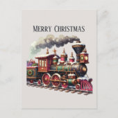 Frohe Weihnachtszug hinzufügen Nachricht Feiertagspostkarte (Vorderseite)