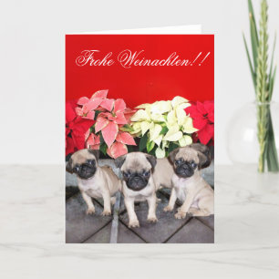 Frohe Weinhüter! Mops Welpengratis Feiertagskarte