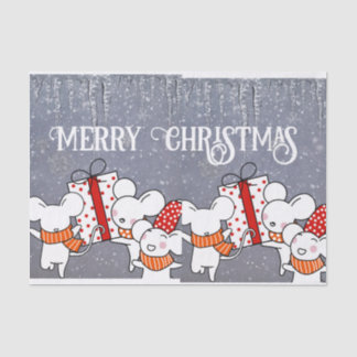 Frohe weiße Mäuse bereit für Weihnachten Seidenpapier