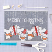 Frohe weiße Mäuse bereit für Weihnachten Seidenpapier (Handwerk)