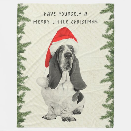 Frohe wenig Weihnachten Basset Hounds Fleecedecke (Vorderseite)