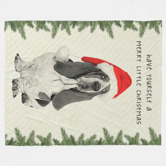Frohe wenig Weihnachten Basset Hounds Fleecedecke (Vorderseite (Horizontal))