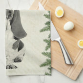 Frohe wenig Weihnachten Basset Hounds Geschirrtuch (Viertel Falte)